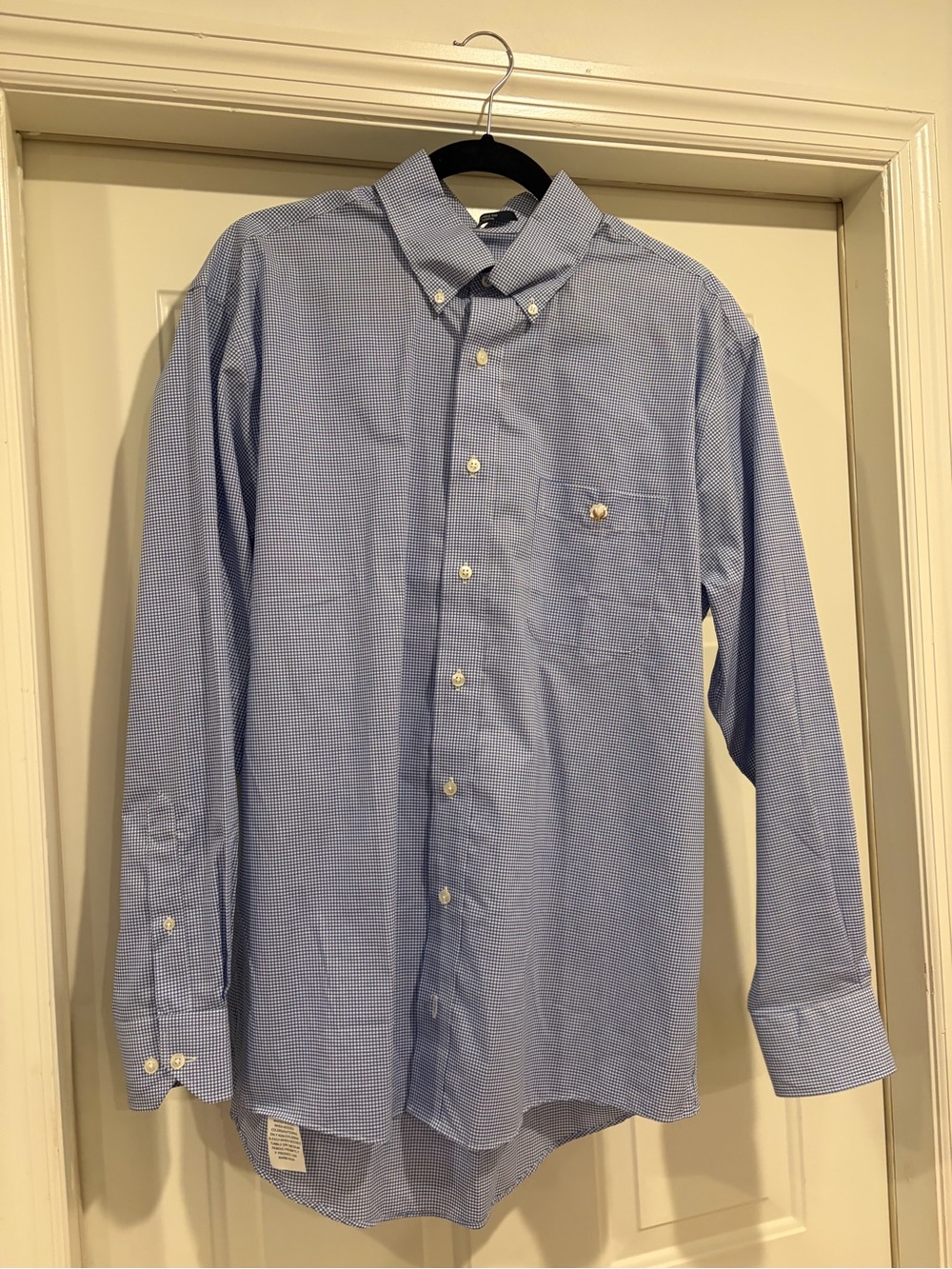Men's Light Blue Micro-Check Button-Down Dress Shirt